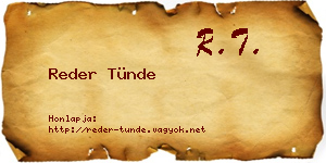 Reder Tünde névjegykártya